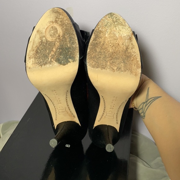 Boutique 9 Black Platform Bow Peeptoe Heels Size 7.5 - Picture 5 of 5